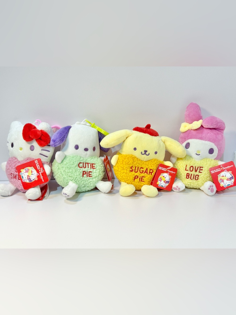 4 Hello Kitty and Friends sweethearts bag clips plush new with tags